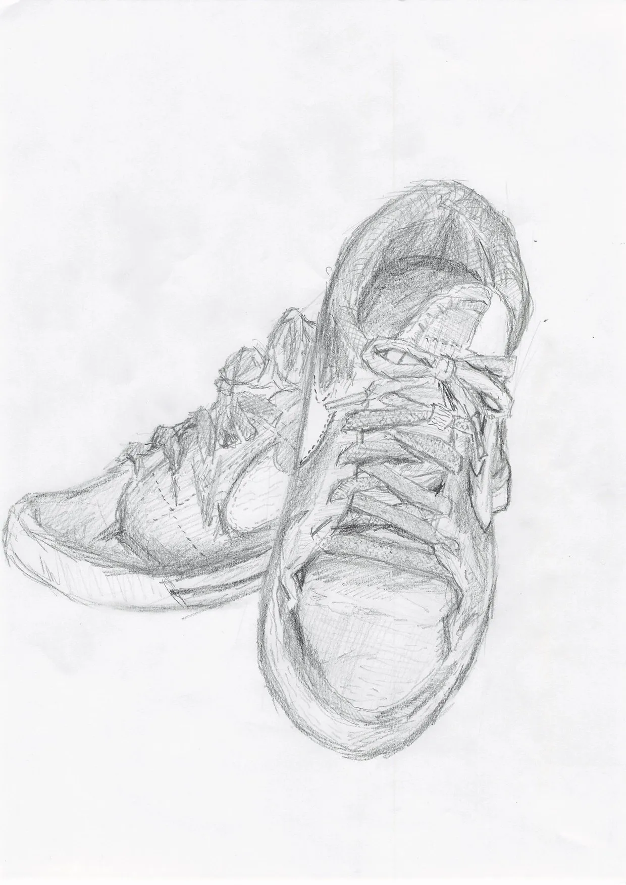 鉛筆で描いたスニーカーのスケッチ